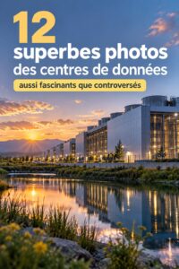 Une vue panoramique d'un centre de données Google impressionnant, mêlant technologie moderne et design archi-tectural.