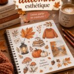 Dessins esthétiques d'automne avec des couleurs vives et des motifs de feuilles