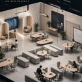 Un espace de co-working moderne avec un design chaleureux et fonctionnel