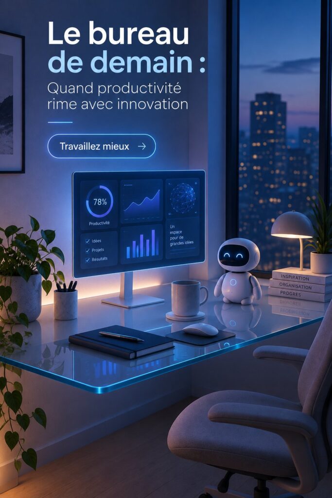 Espace de travail moderne avec des éléments inspirants et technologiques