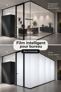 Un bureau moderne avec du film intelligent sur les fenêtres