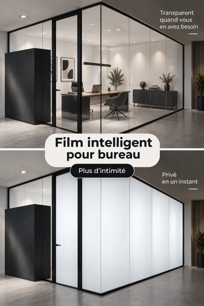 Un bureau moderne avec du film intelligent sur les fenêtres