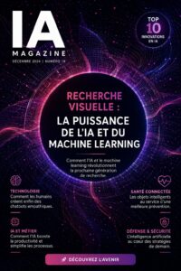 Une femme utilisant un ordinateur avec des graphiques représentant l'intelligence artificielle pour améliorer sa productivité.