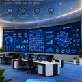 Mur vidéo intérieur LED avec un micro pixel pitch affichant des graphiques colorés et nets.