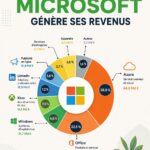 Représentation graphique des différentes sources de revenus de Microsoft, mettant en avant l'IA et le cloud
