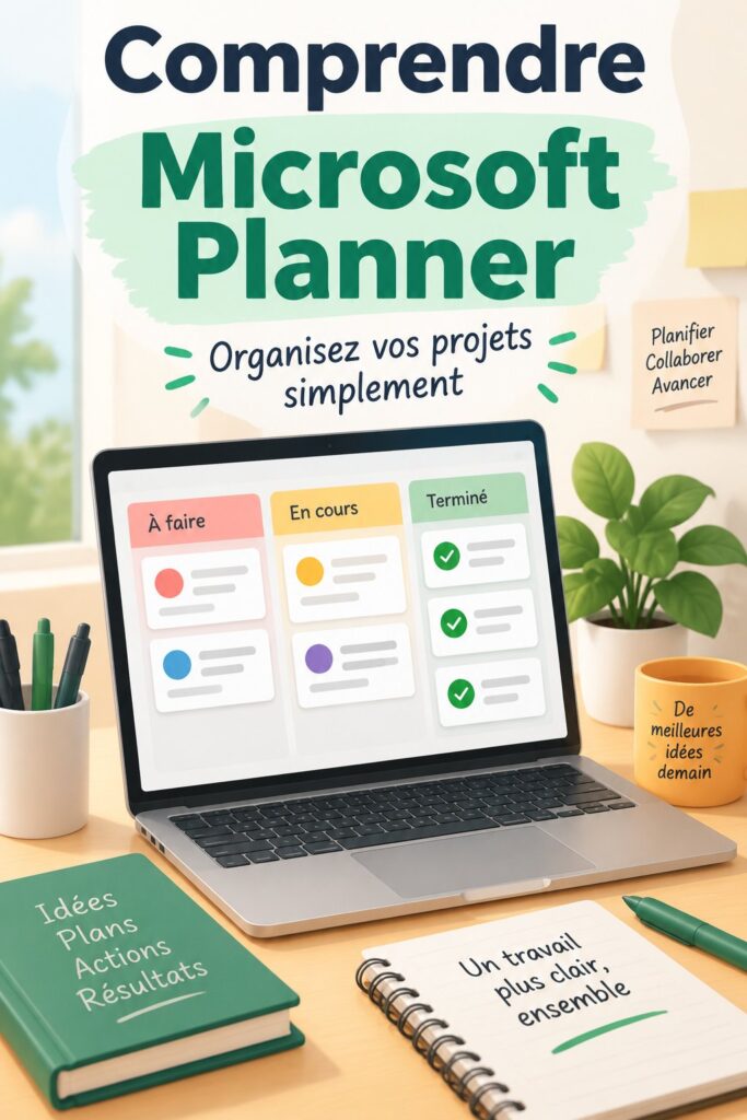 Capture d'écran de Microsoft Planner montrant un tableau de gestion de projets
