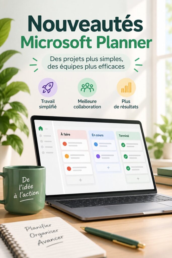 Capture d'écran illustrant les nouvelles fonctionnalités de Microsoft Planner.