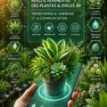 Image montrant un jardin animé par la réalité augmentée, avec des éléments visuels interactifs.
