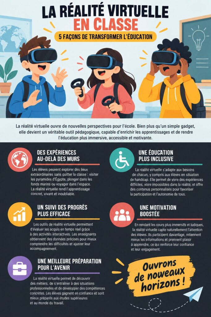 Enseignante utilisant la réalité virtuelle pour un cours interactif en classe