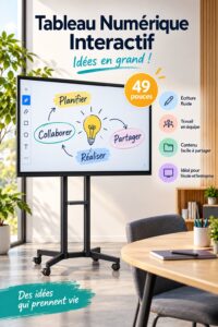 Tableau blanc interactif moderne dans un bureau lumineux