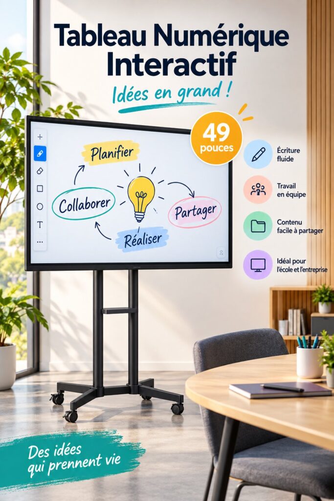 Tableau blanc interactif moderne dans un bureau lumineux