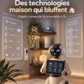 Gadgets intelligents disposés sur une table moderne, illustrant la technologie domestique innovante.