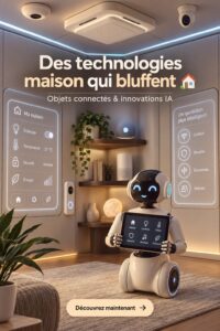 Gadgets intelligents disposés sur une table moderne, illustrant la technologie domestique innovante.