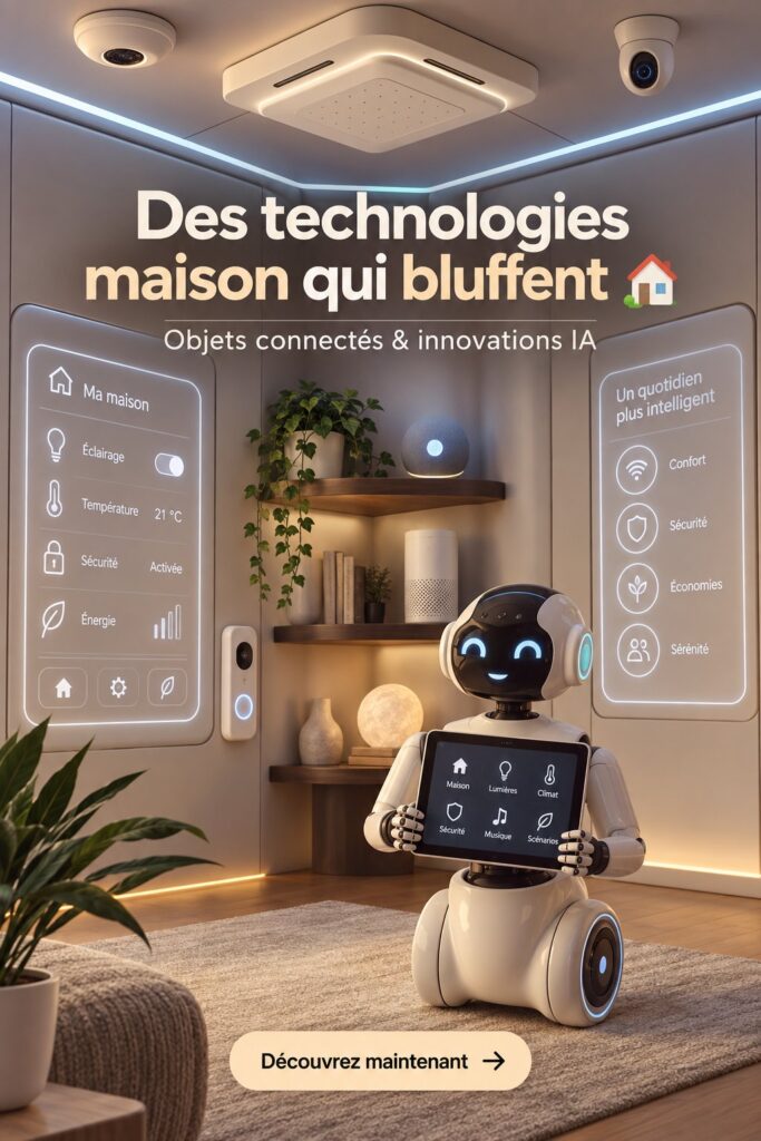 Gadgets intelligents disposés sur une table moderne, illustrant la technologie domestique innovante.