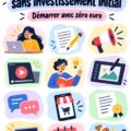 Illustration d'activités rentables sans investissement initial, montrant des femmes en train de travailler sur leurs projets.