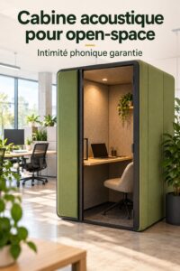 Cabine téléphonique KITE intégrée dans un open-space moderne.
