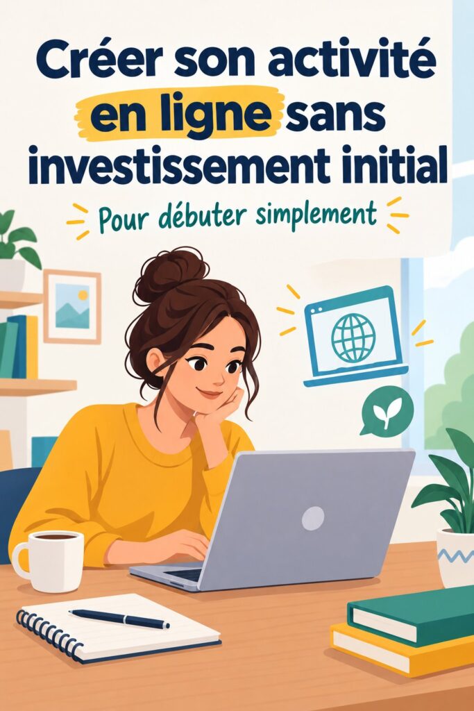 Femme d'affaires souriante travaillant sur son ordinateur portable pour créer une activité en ligne sans investissement