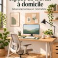 Bureau à domicile ergonomique avec chaise confortable et espace bien organisé.