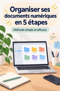 Système de classement numérique sur un ordinateur portable avec des dossiers organisés.