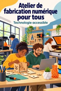 Vue d'un Fab Lab 4.0 avec divers outils de fabrication numérique.