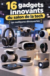 Gadgets innovants présentés au Mobile World Congress, mettant l'accent sur la technologie et l'innovation.