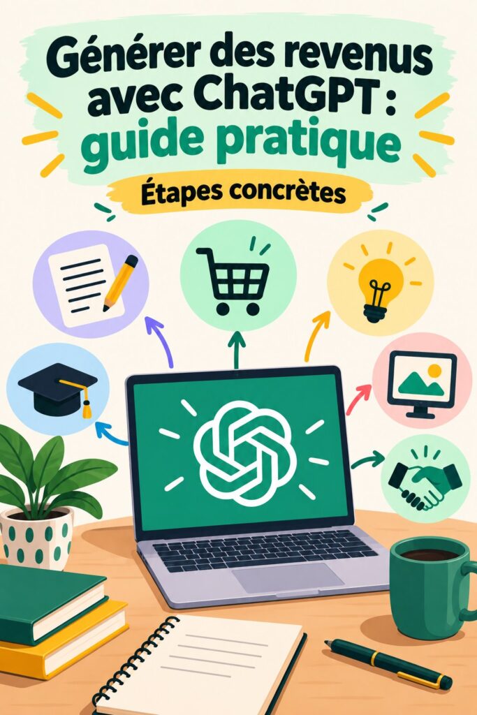 Femme utilisant ChatGPT sur un ordinateur portable pour générer des revenus