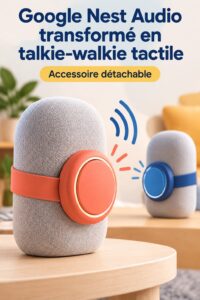 Google Nest Audio avec écran tactile dans un intérieur moderne