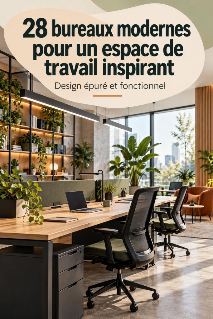 Un bureau contemporain bien aménagé avec des éléments de design moderne qui favorisent la productivité.