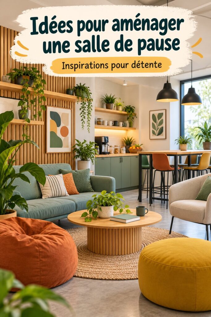 Vue d'un coin détente inspirant au bureau avec plantes et fauteuils confortables