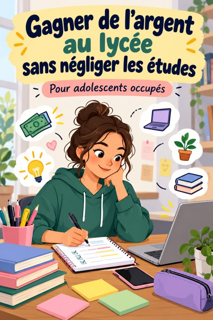Jeune étudiante ayant lancé un business tout en poursuivant ses études, illustrant la conciliation travail/école.