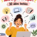 Femme souriante réfléchissant à des idées de business sans investissement