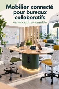 Bureau moderne avec des meubles connectés pour une collaboration efficace.