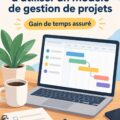 Image d'une femme utilisant un modèle SharePoint sur son ordinateur pour gérer un projet.