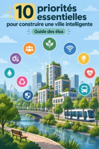 Illustration d'une ville intelligente avec des technologies modernes intégrées.