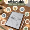 Tablette reMarkable affichant des notes sur un bureau lumineux