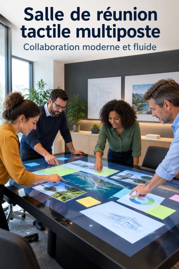 Salle de réunion moderne avec technologie multitouch intégrée