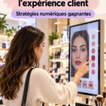 Personne explorant les innovations technologiques de Sephora en magasin, représentant l'interaction digitale et la cosmétique