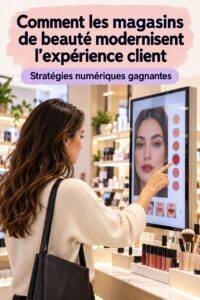 Personne explorant les innovations technologiques de Sephora en magasin, représentant l'interaction digitale et la cosmétique
