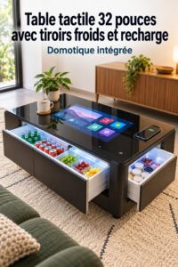 Une table intelligente multifonction avec sachet de chargeur sans fil et Bluetooth